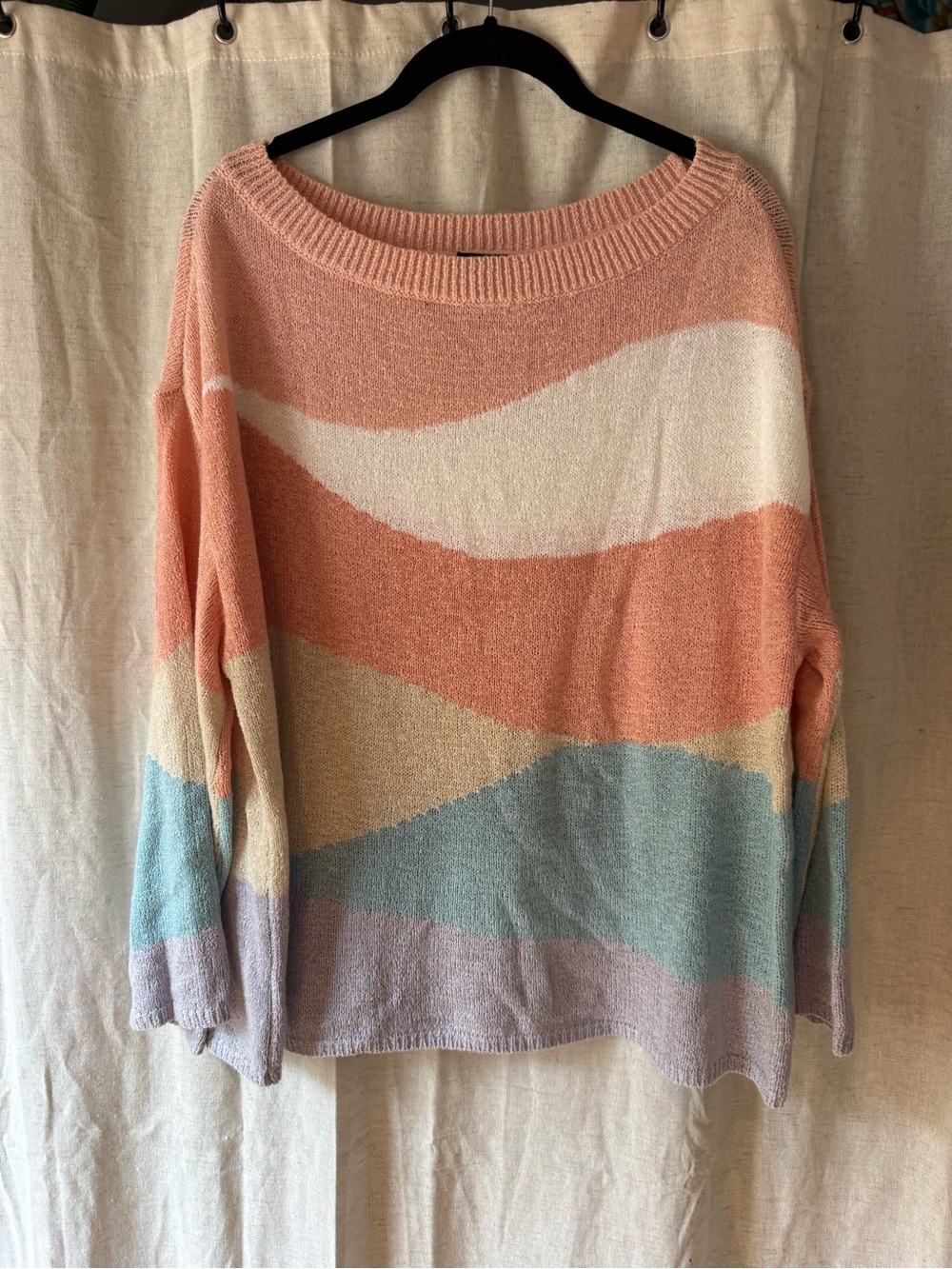 torrid Pastel Wave-Stripe Scoop Neck Sweater